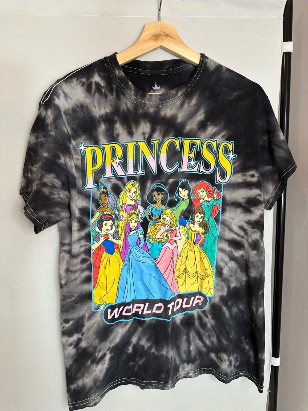 Disney Tie-Dye "Princess World Tour" Graphic Tee Size M